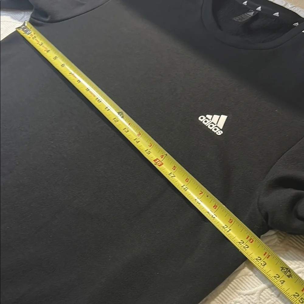 Adidas Men's Crewneck Sweatshirt - Black with White Stripes. Large